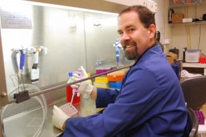 Ryan Ashley, NMSU professor, studies proteins that affect breast cancer. (NMSU photo by Angela Simental) SEP14